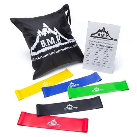 Black Mountain Products Black Mountain Products 5 Band Loop Set Loop Resistance Exercise Bands with Carrying Case; Multicolor - Set of 5 5 Band Loop Set